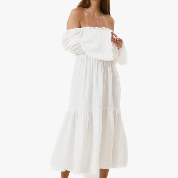 Nothing Fits But Dresses & Skirts - NOTHING FITS BUT Seine Maternity Gown Cotton Gauze Nursing Off Shoulder Sz S/M